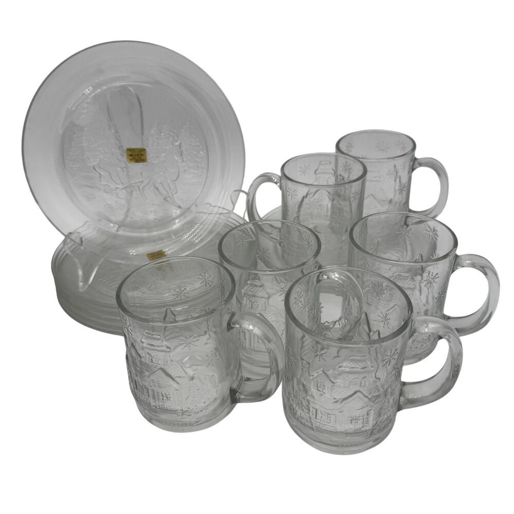 14 pc Vintage Welcome Home by Arcoroc 8 Plates and 6 Mugs France NOS